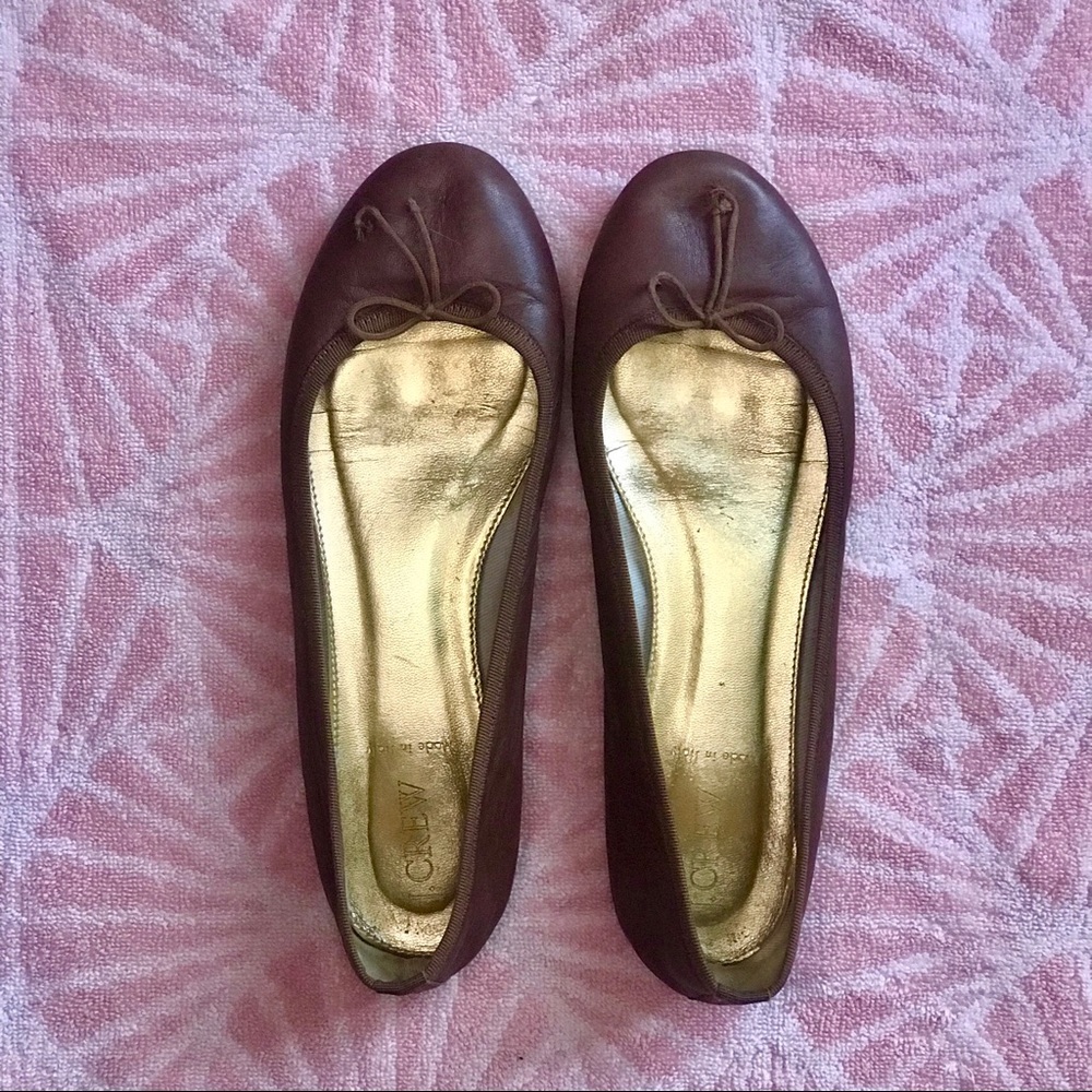 J. Crew Caramel Leather Classic Ballet Flats, EUC